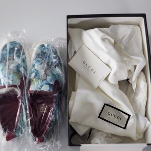 Gucci Floral and Burgundy Loafers